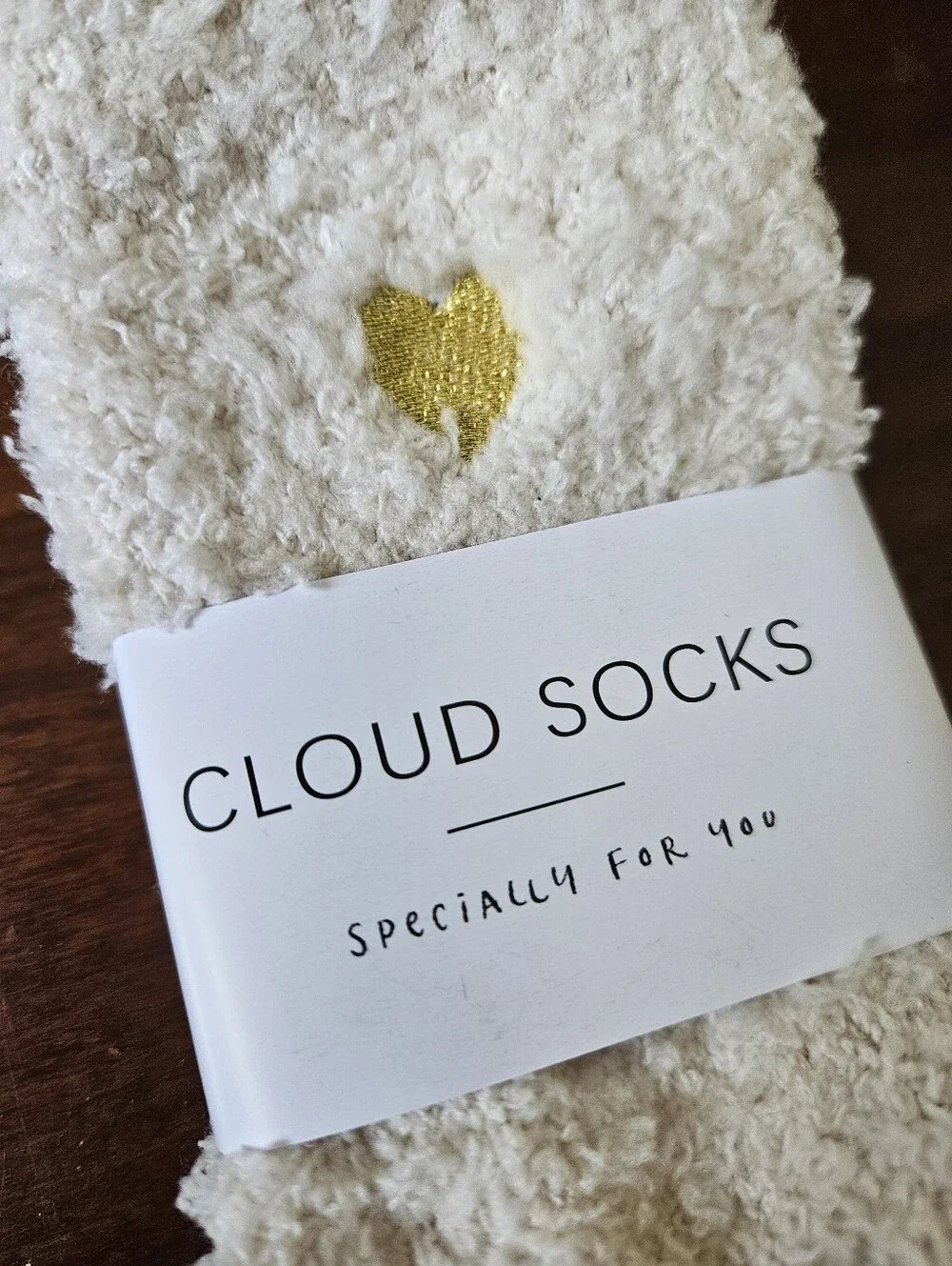 NEW Cream Colored Super Soft Cloud Socks Gold Hearts